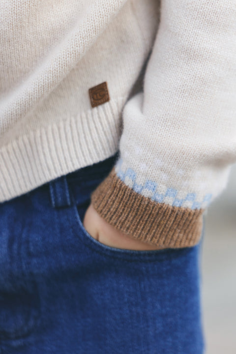 Pull - Beige chiné motif jacquard - Image principale