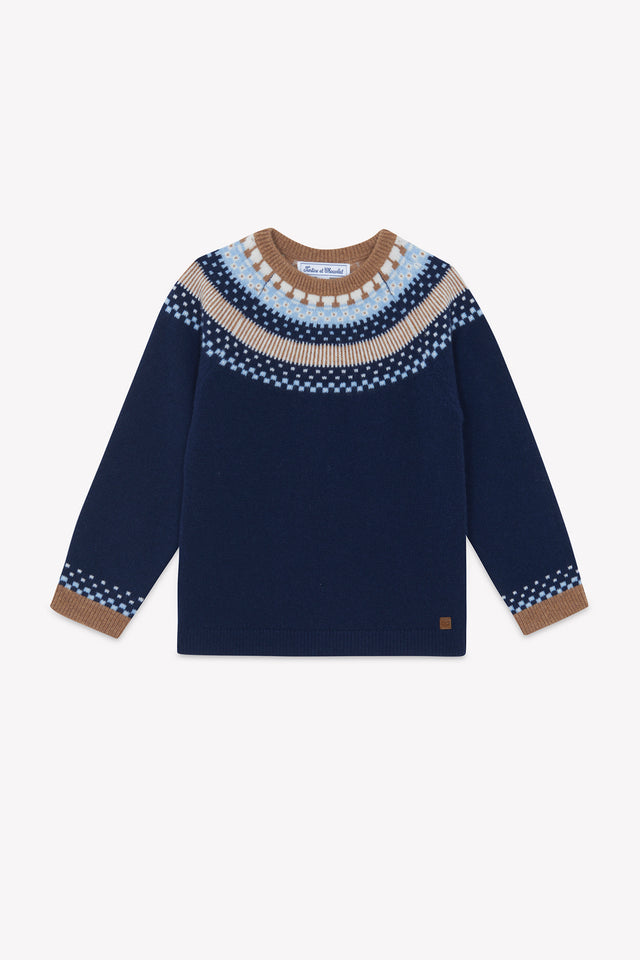 Trui - Navy patroon jacquard - Image principale