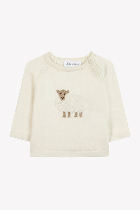 Pull - Ecru broderie mouton - Image principale