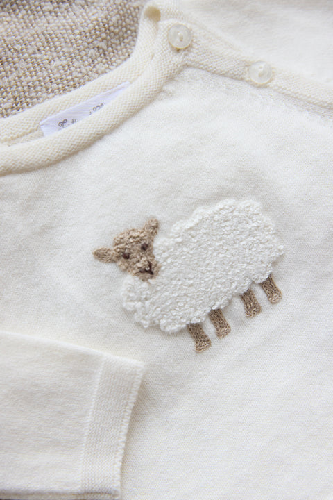 Pull - Ecru broderie mouton - Image principale