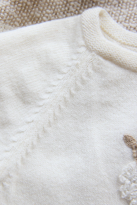 Pull - Ecru broderie mouton - Image principale