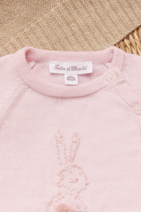 Sweater - Pale pink Embrodery rabbit - Image principale