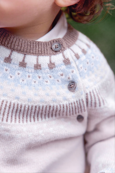 Pull - Beige chiné motif jacquard - Image principale