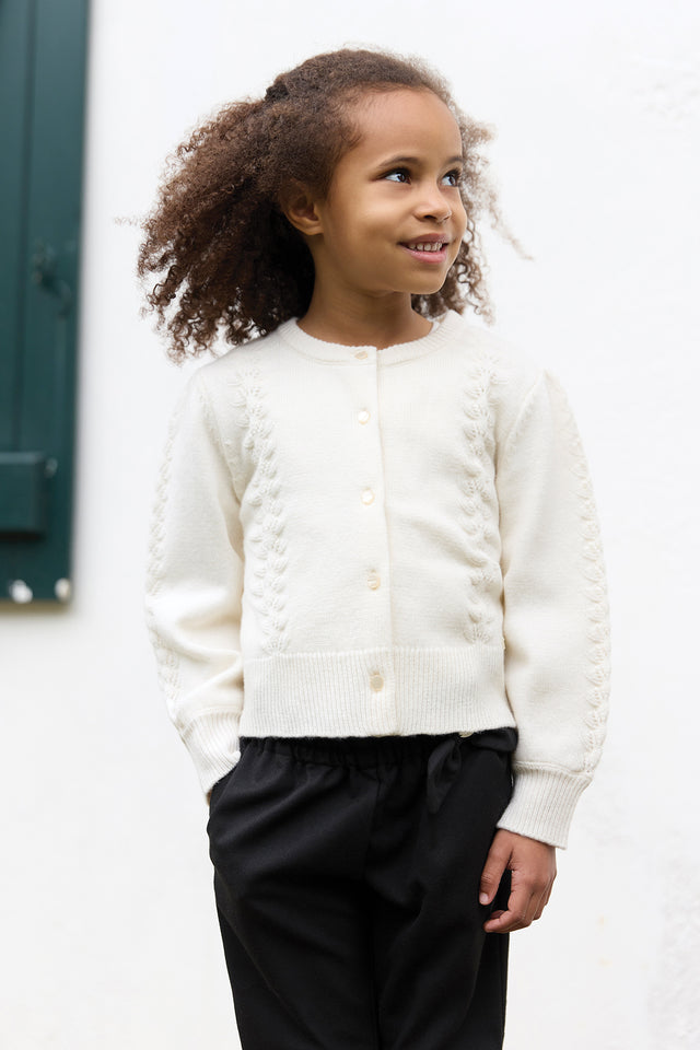 Cardigan - Ecru en laine ajourée - Image principale