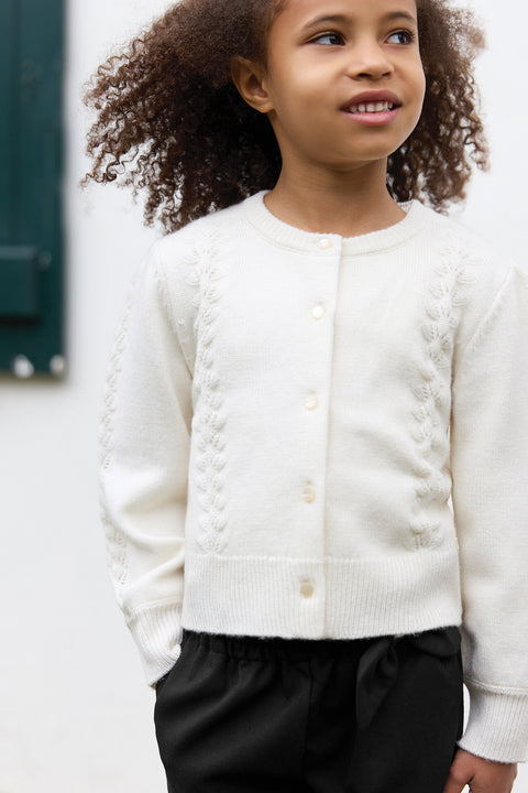Cardigan - Ecru en laine ajourée - Image principale