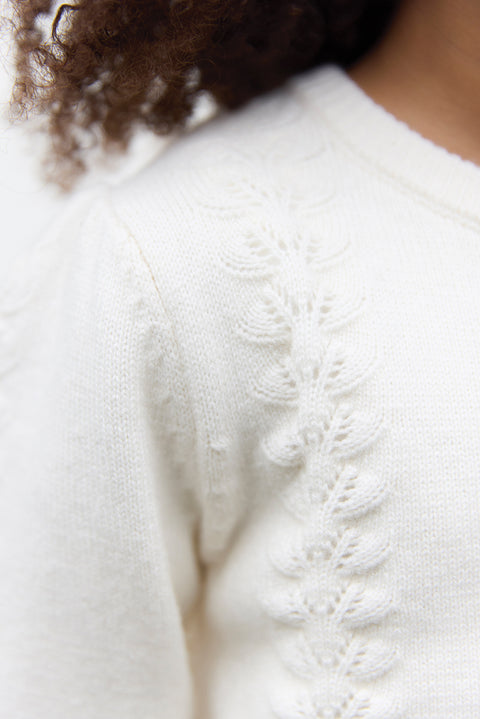 Cardigan - Ecru en laine ajourée - Image principale