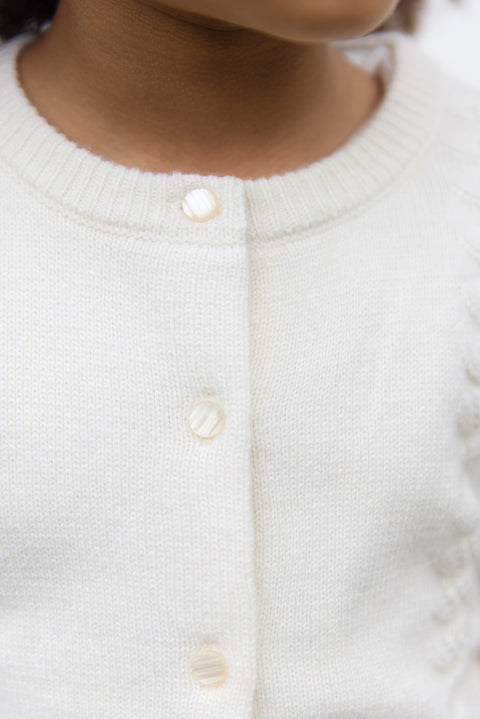 Cardigan - Ecru en laine ajourée - Image principale