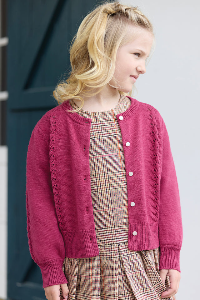 Cardigan - Magenta en laine ajourée - Image principale