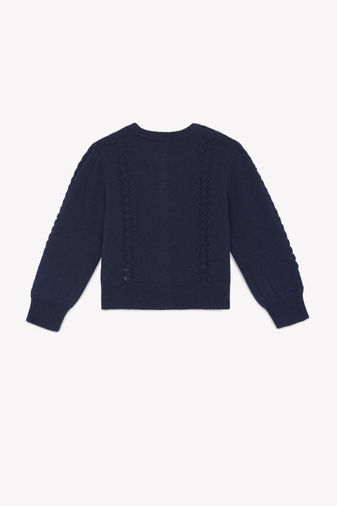 Cardigan - Marine en laine ajourée - Image principale