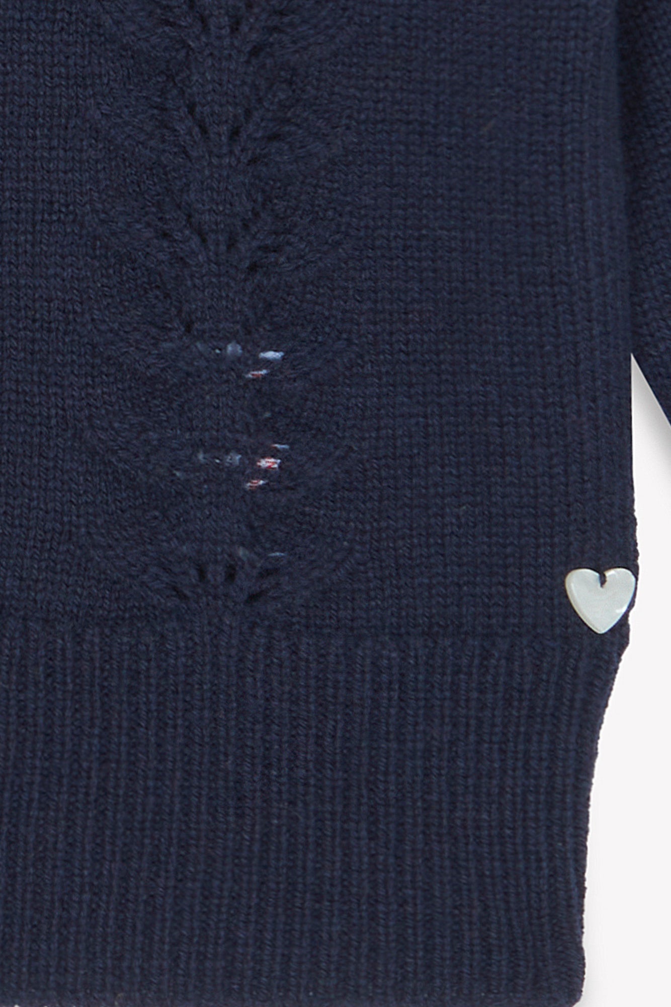 Strickjacke - Marineblau In Wolle offene Arbeiten