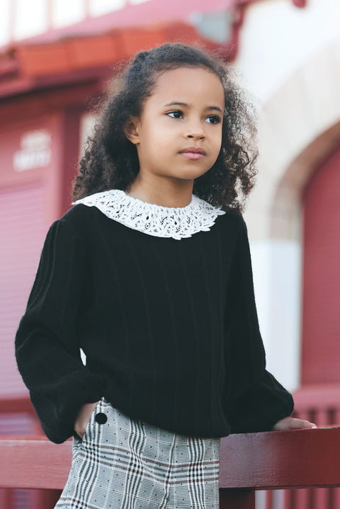 Pull - Noir col volanté - Image principale