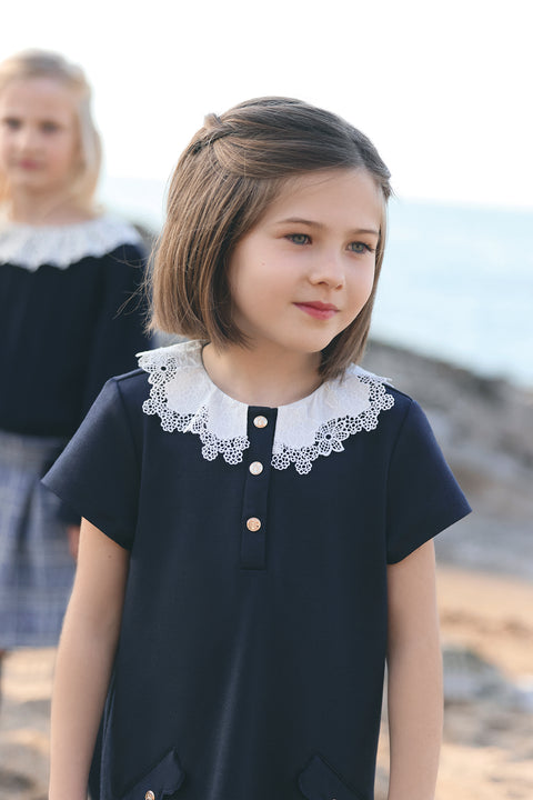 Robe - Marine col volanté - Image principale