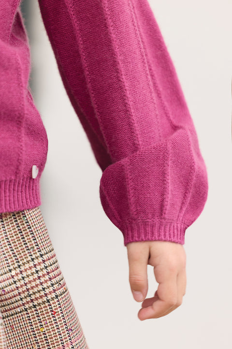 Pull - Magenta col volanté - Image principale