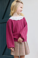 Pull - Magenta col volanté