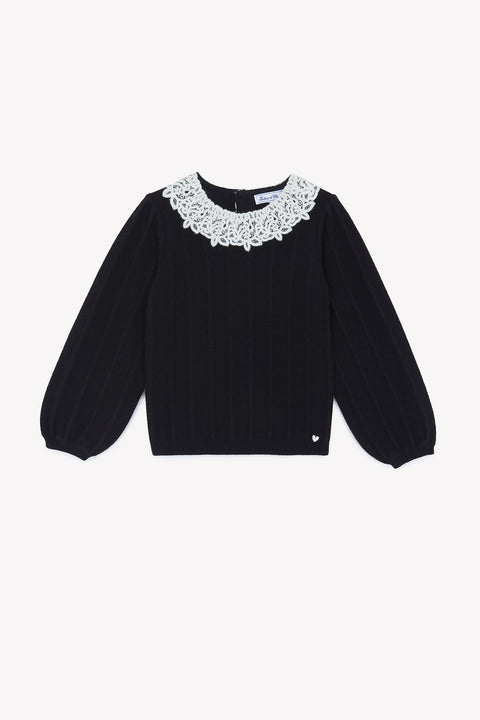 Pull - Noir col volanté - Image principale