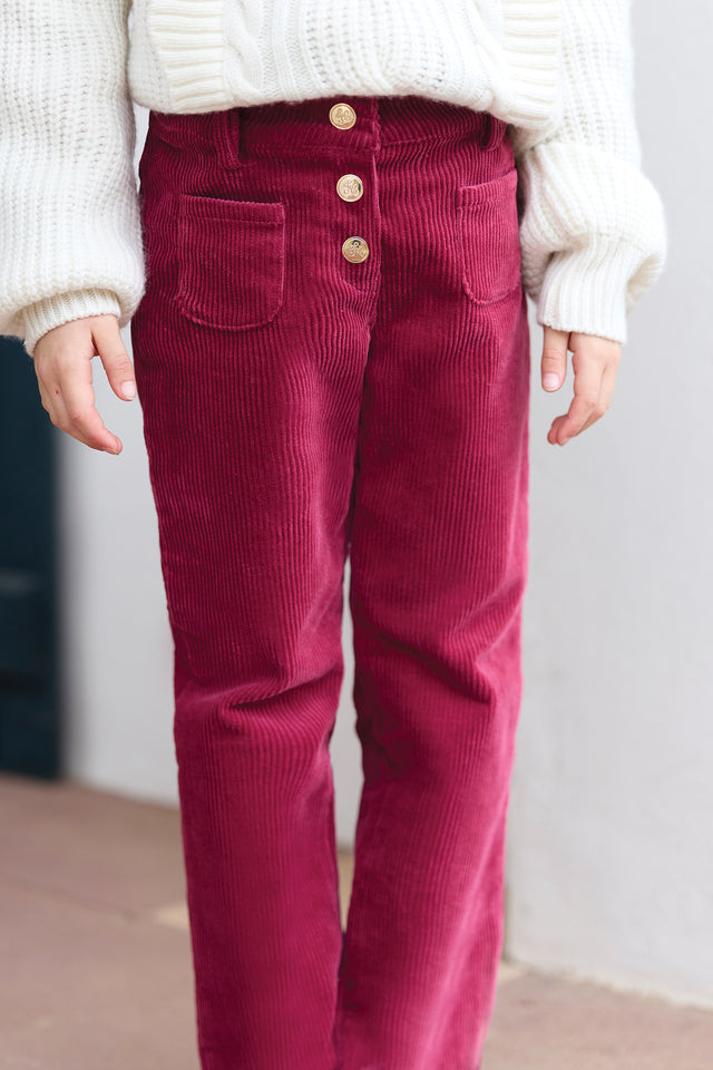 Pantalon - Magenta en velours - Image principale