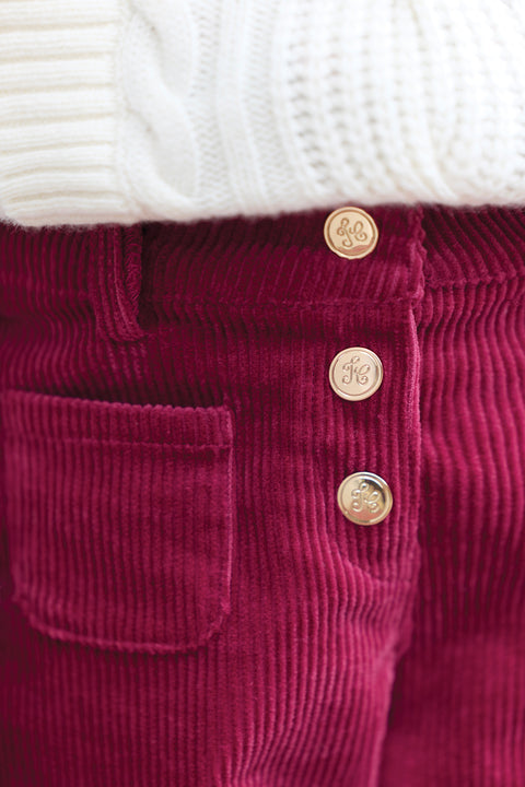 Pantalon - Magenta en velours - Image principale