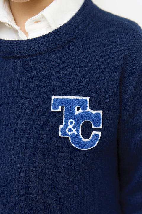 Pull - Marine en laine signature TC - Image principale