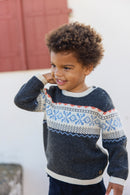 Pull - Gris foncé chiné motif jacquard