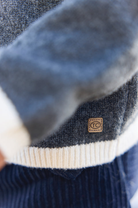 Pull - Gris foncé chiné motif jacquard - Image principale