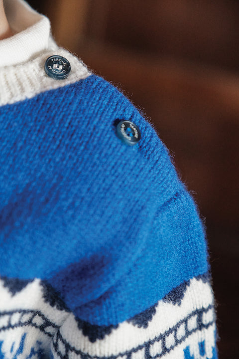 Pull - Bleu électrique motif jacquard - Image principale