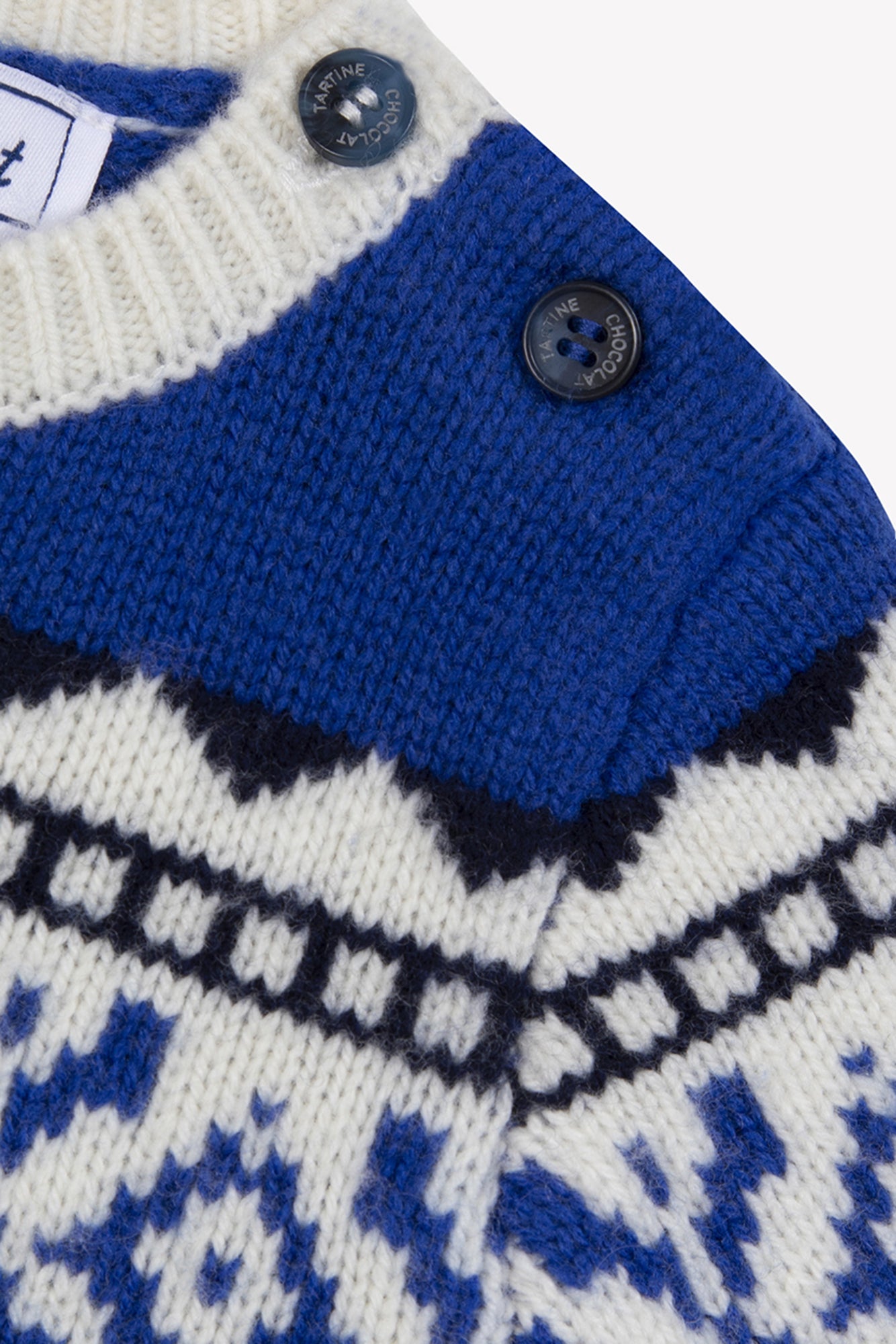 Pull - Bleu électrique motif jacquard