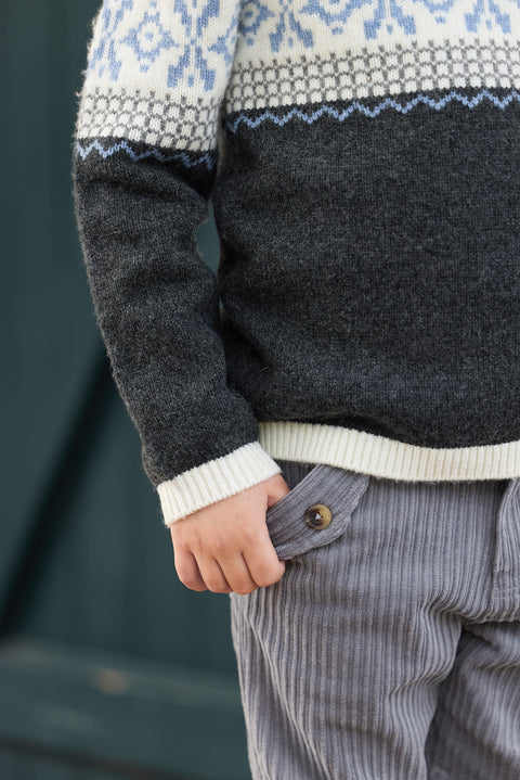 Pull - Gris foncé chiné motif jacquard - Image principale