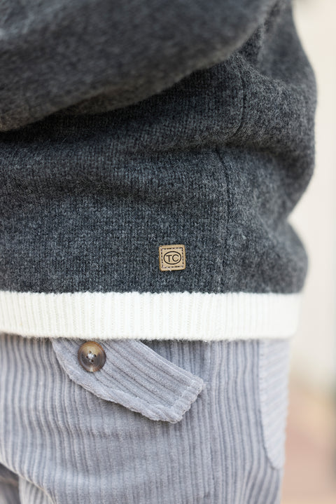 Pull - Gris foncé chiné motif jacquard - Image principale