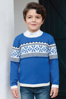 Pull - Bleu électrique motif jacquard