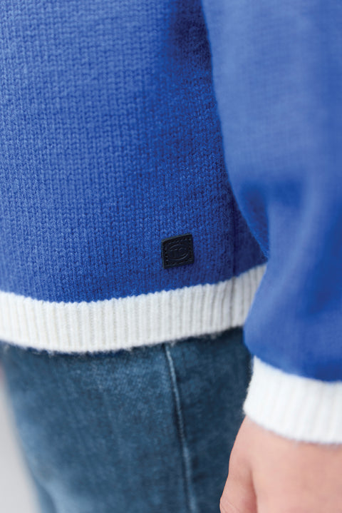 Pull - Bleu électrique motif jacquard - Image principale