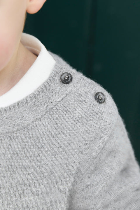 Pull - Gris chiné illustration robot - Image principale