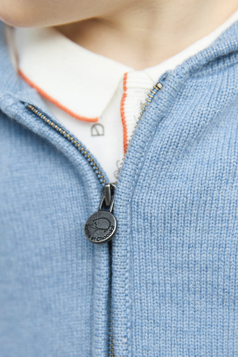 Gilet - Bleu grisé chiné signature TC - Image principale