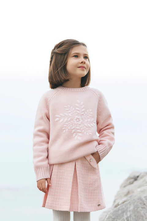 Pullover - Puderrosa Schneeflocken-Illustration - Image principale