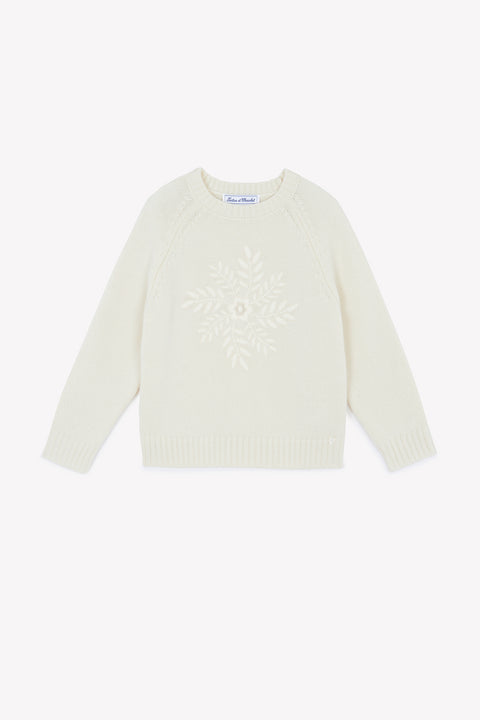 Sweater - Ecru snowflake illustration - Image principale
