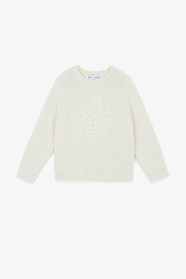 Pullover - Ecru Schneeflocken-Illustration - Image principale