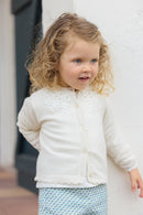 Cardigan - Ecru broderie flocons