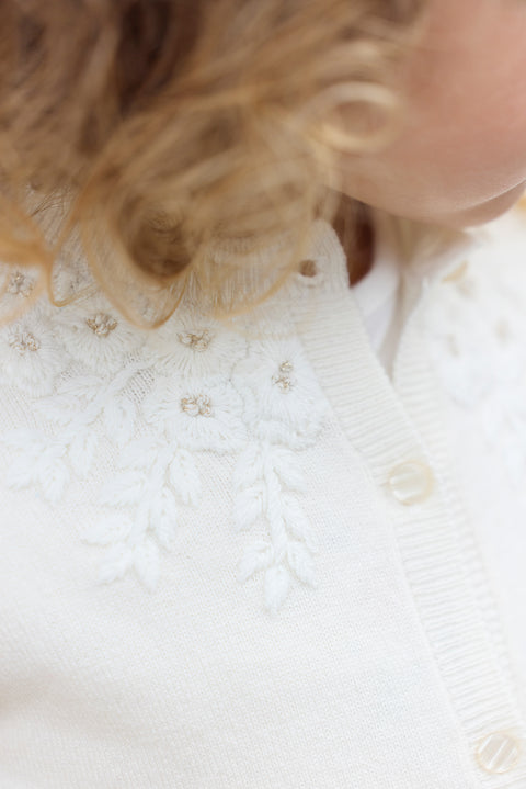 Cardigan - Ecru broderie flocons - Image principale
