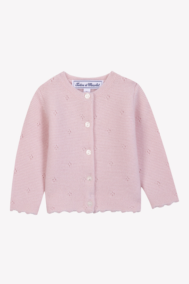 Strickjacke - Blassrosa, 100 % Kaschmir - Image principale