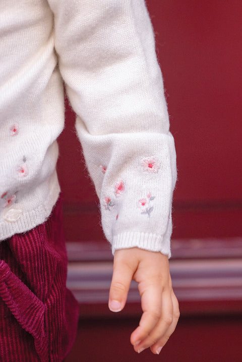 Cardigan - Ecru broderie praline - Image principale