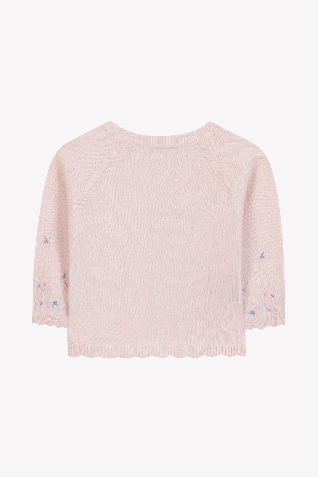 Cardigan - Rose pâle broderie églantine