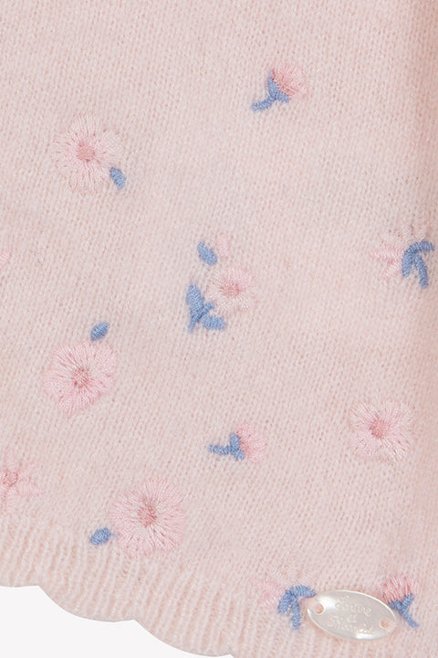 Cardigan - Rose pâle broderie églantine - Image principale