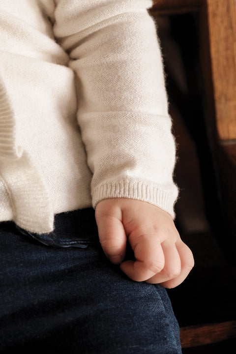 Pull - Ecru broderie fleurs - Image principale