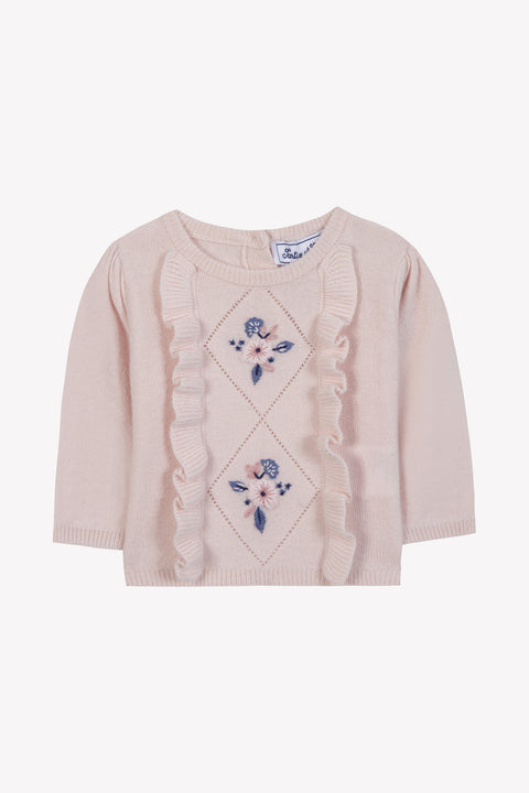 Sweater - Pale pink floral embroidery - Image principale