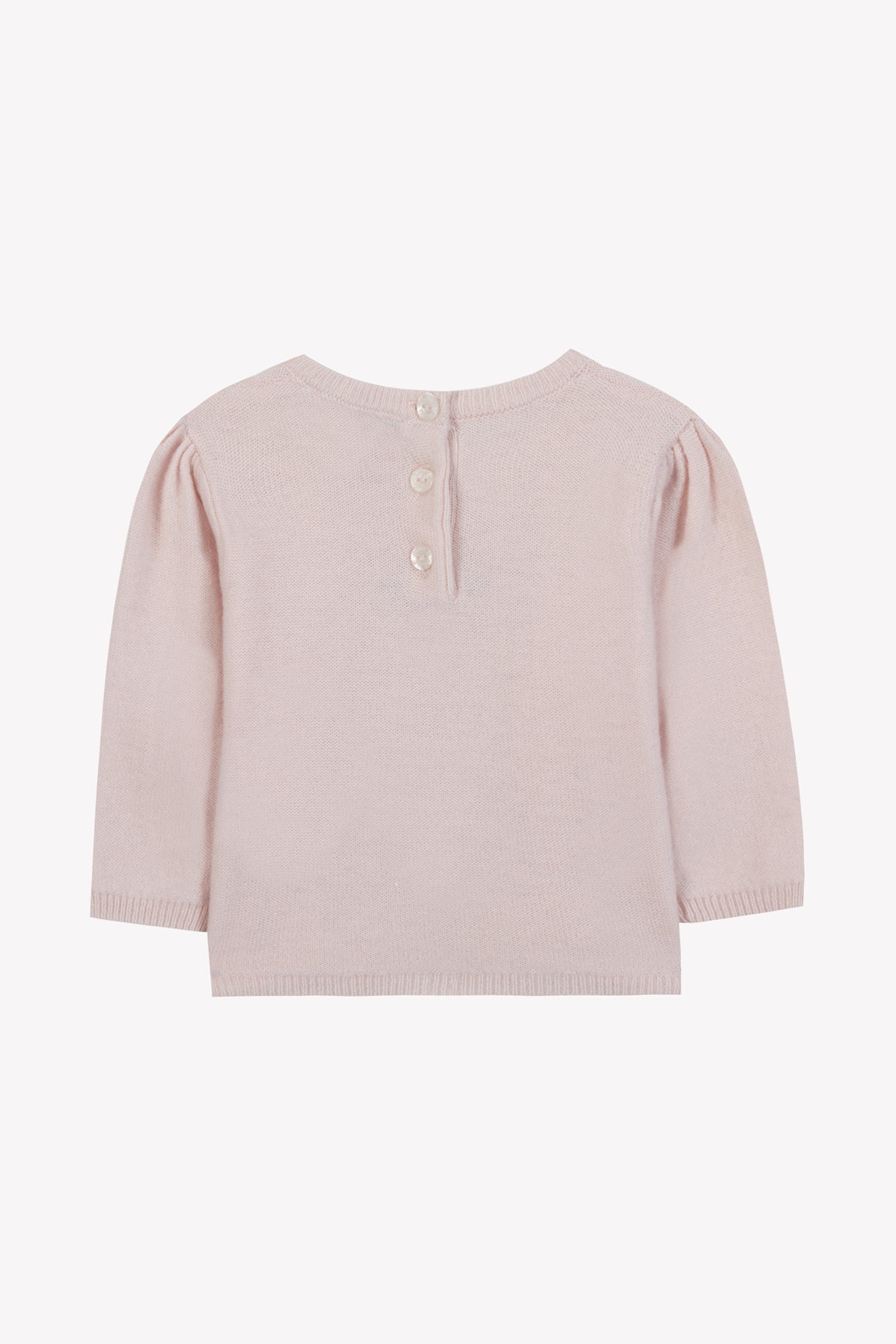 Pull - Rose pâle broderie fleurs