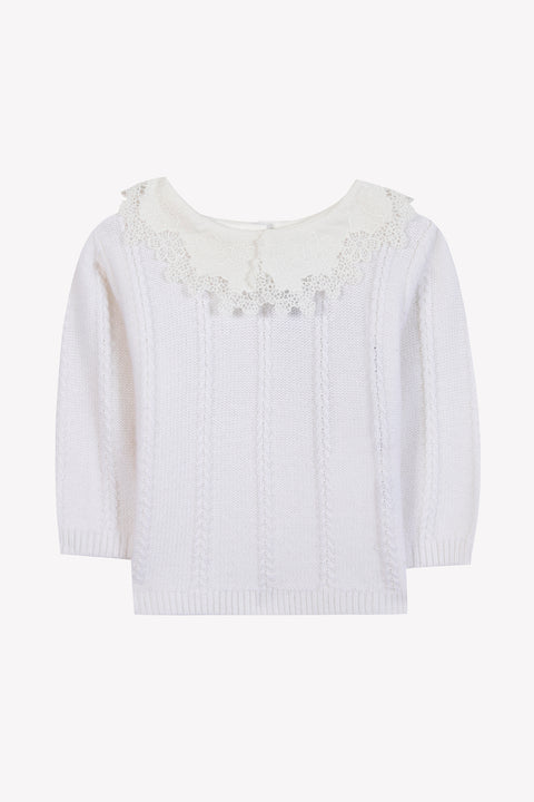 Pull - Ecru col broderie anglaise - Image principale