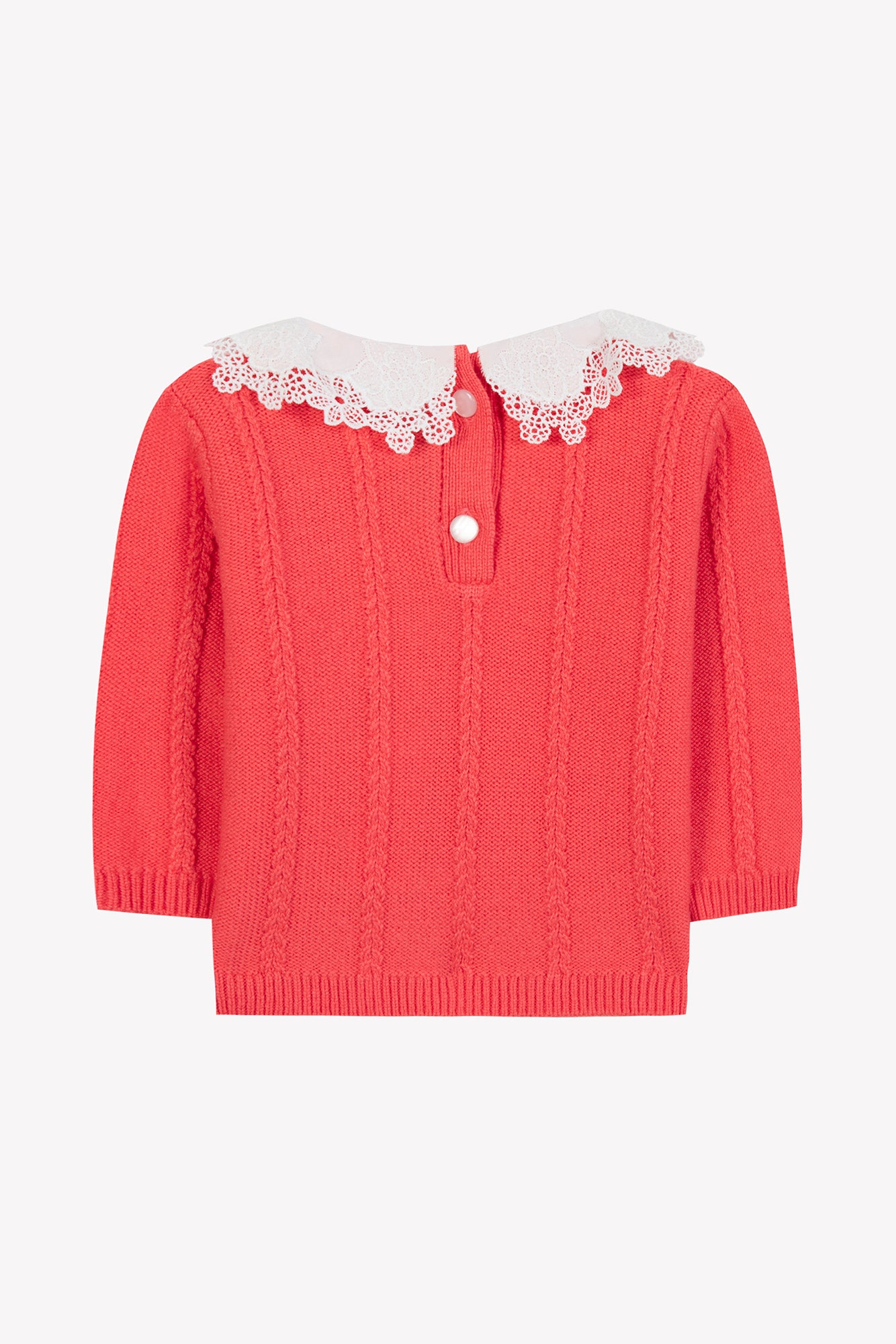 Pull - Praline col broderie anglaise