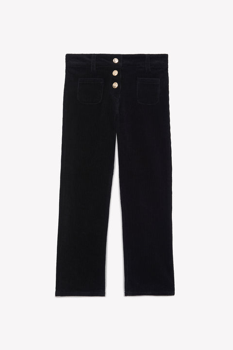 Trousers - Black in velvet - Image principale
