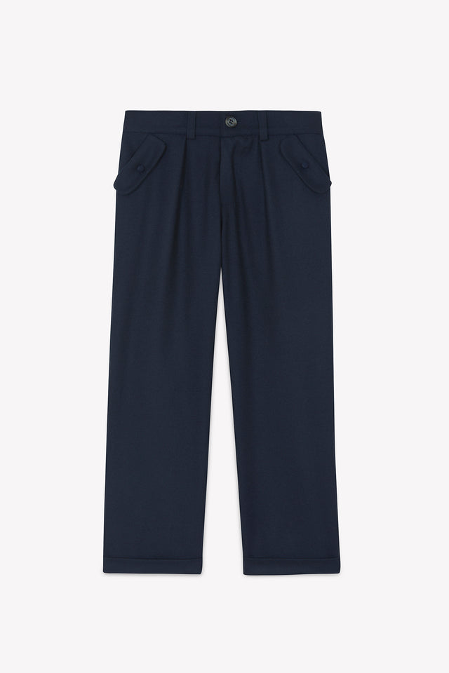Pantalon - Marine en flanelle - Image principale