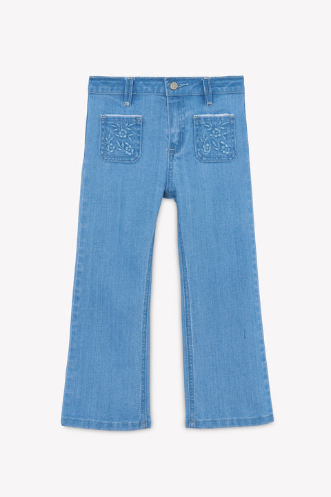 Jean - Bleu évasé broderie - Image principale