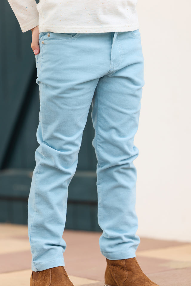Pantalon - Bleu glacier en velours - Image principale